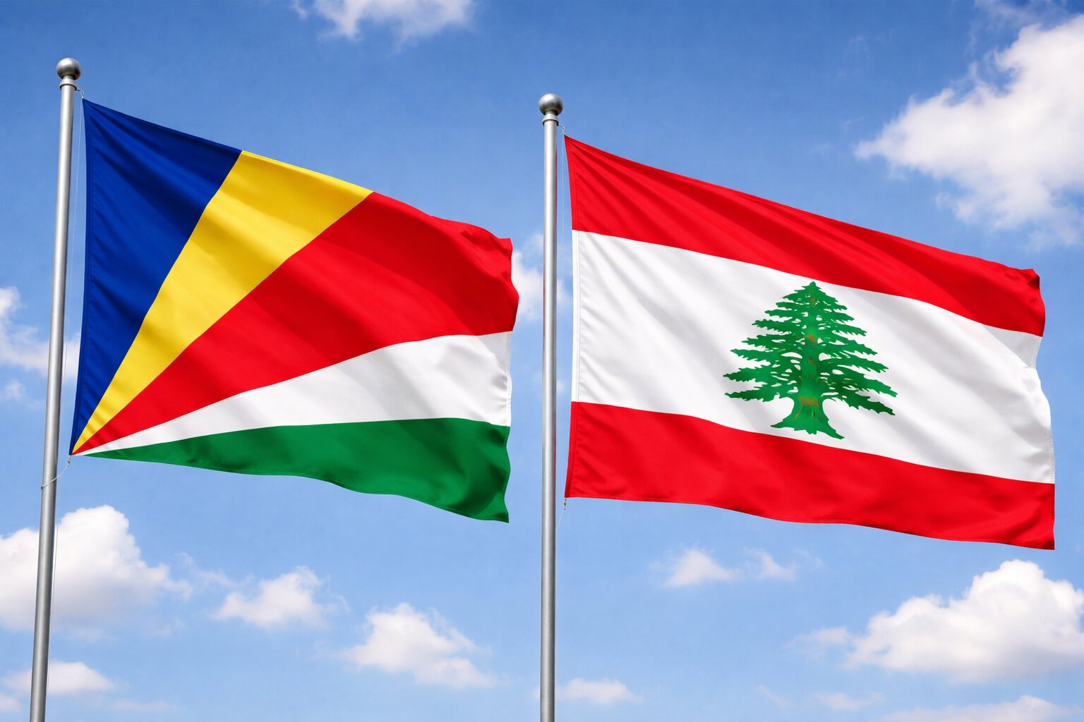 Lebanon And Seychelles Flags