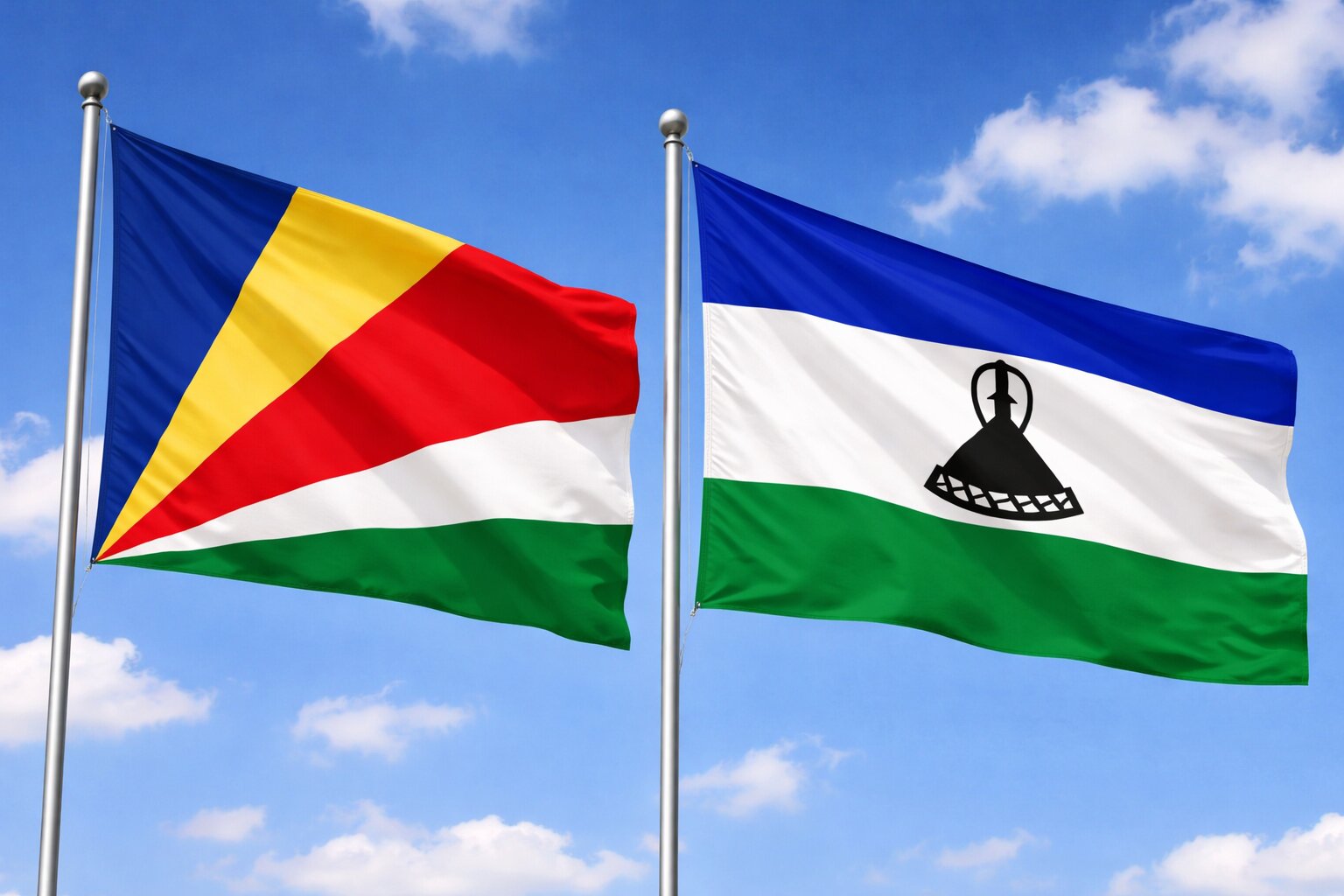 Lesotho And Seychelles Flags