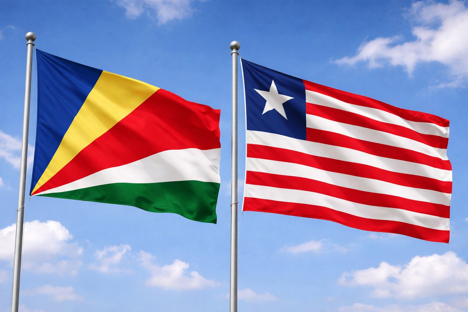 Liberia And Seychelles Flags