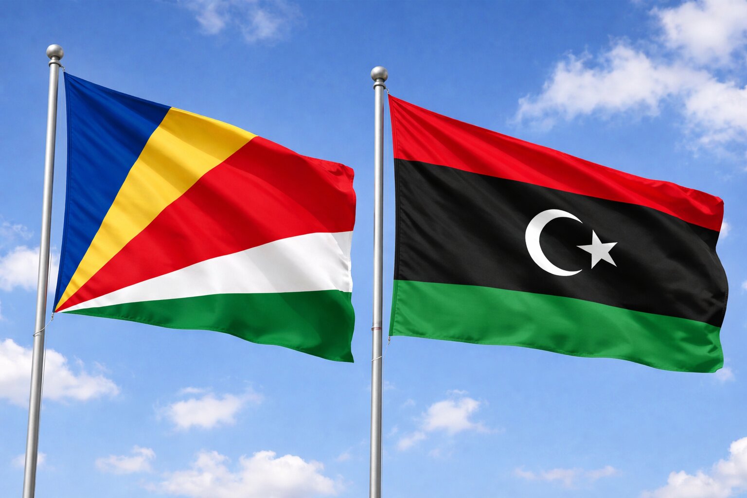 Libya And Seychelles Flags