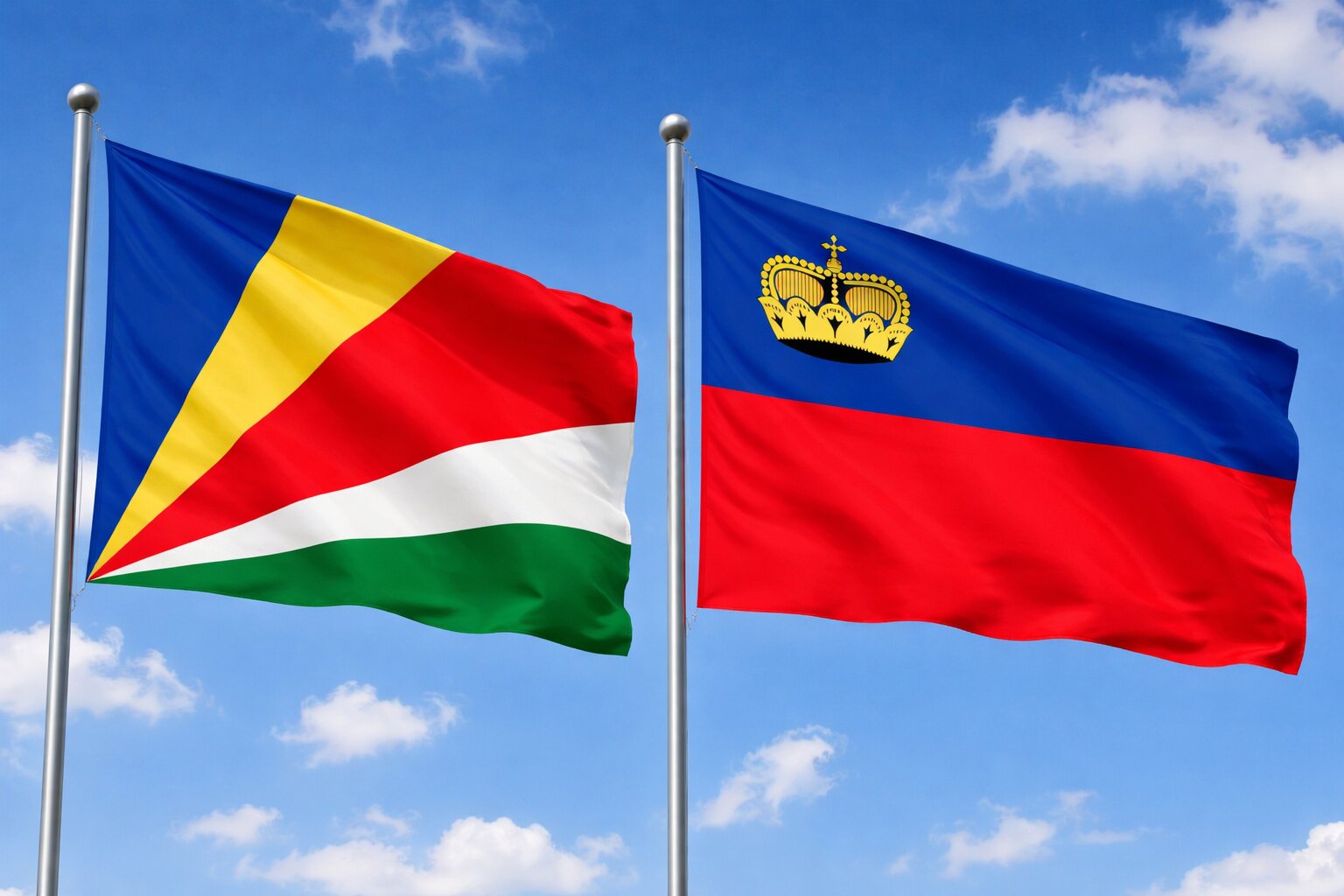 Liechtenstein And Seychelles Flags