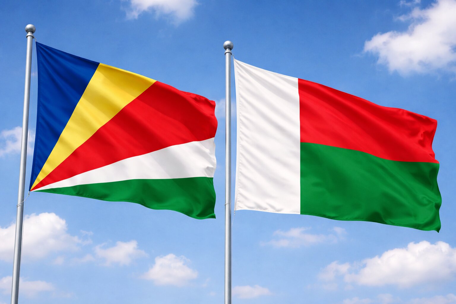 Madagascar And Seychelles Flags