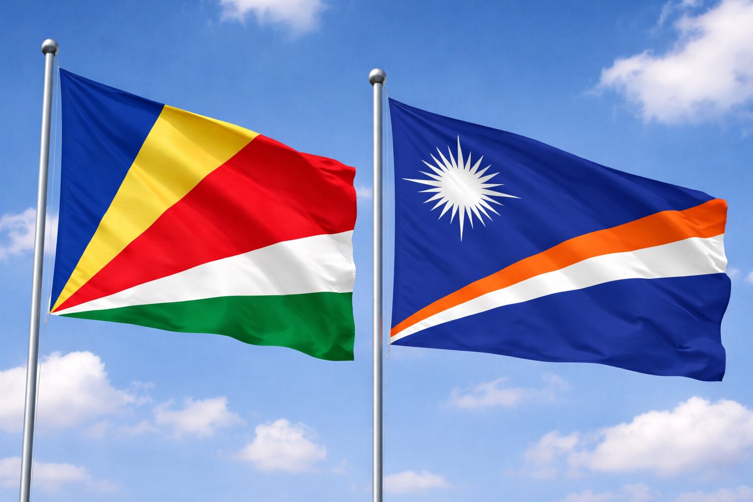 Marshall Islands And Seychelles Flags