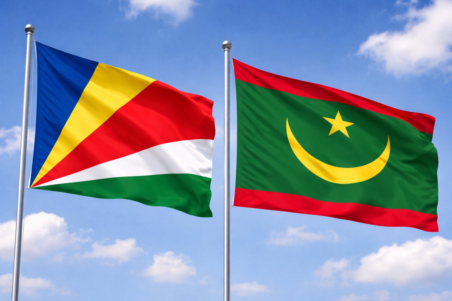 Mauritania And Seychelles Flags