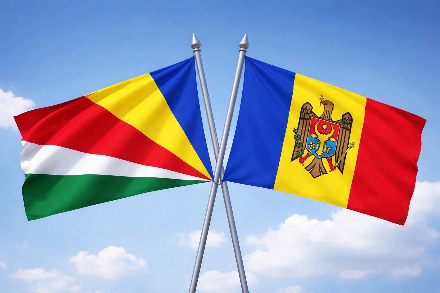 Moldova And Seychelles Flags