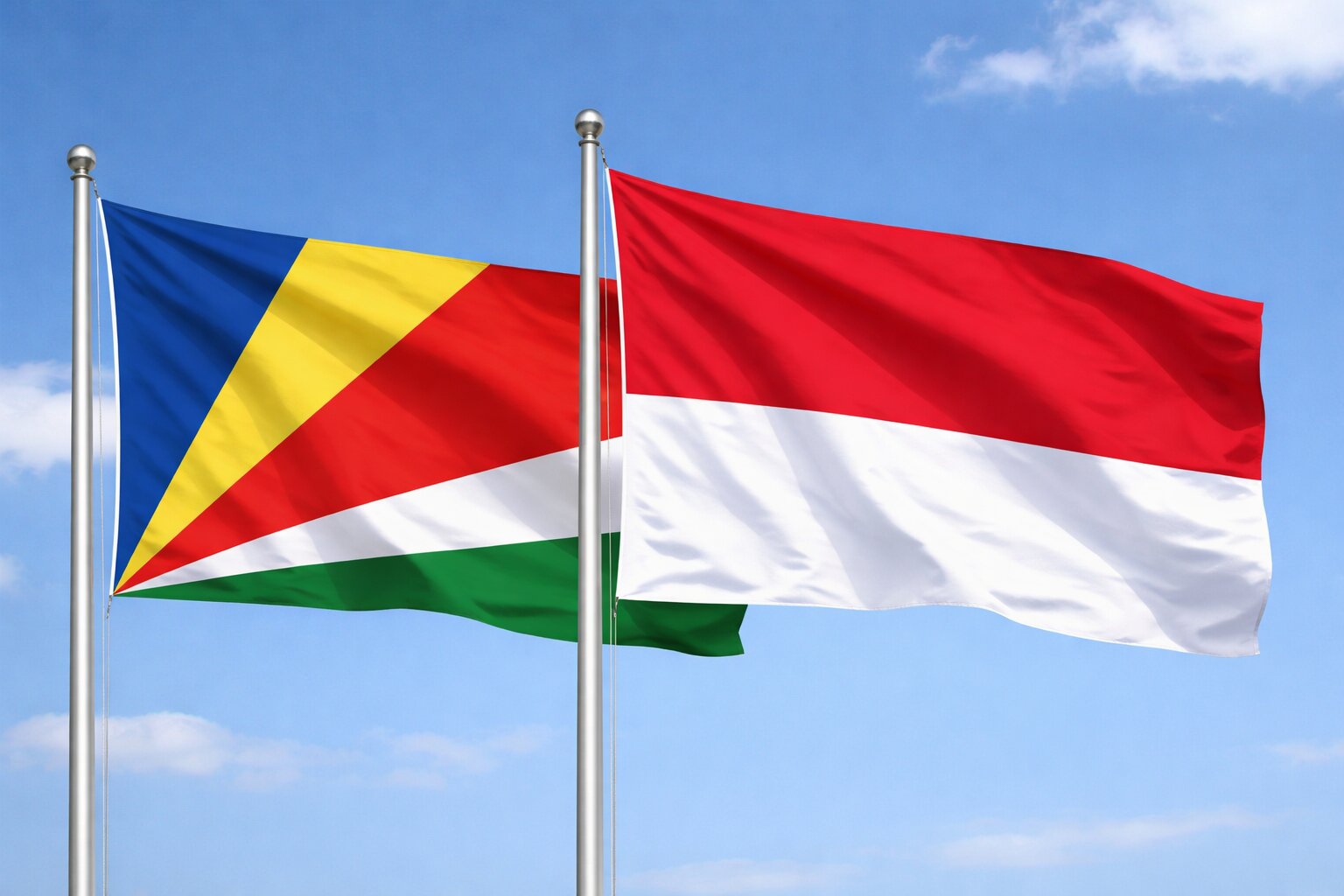 Monaco And Seychelles Flags