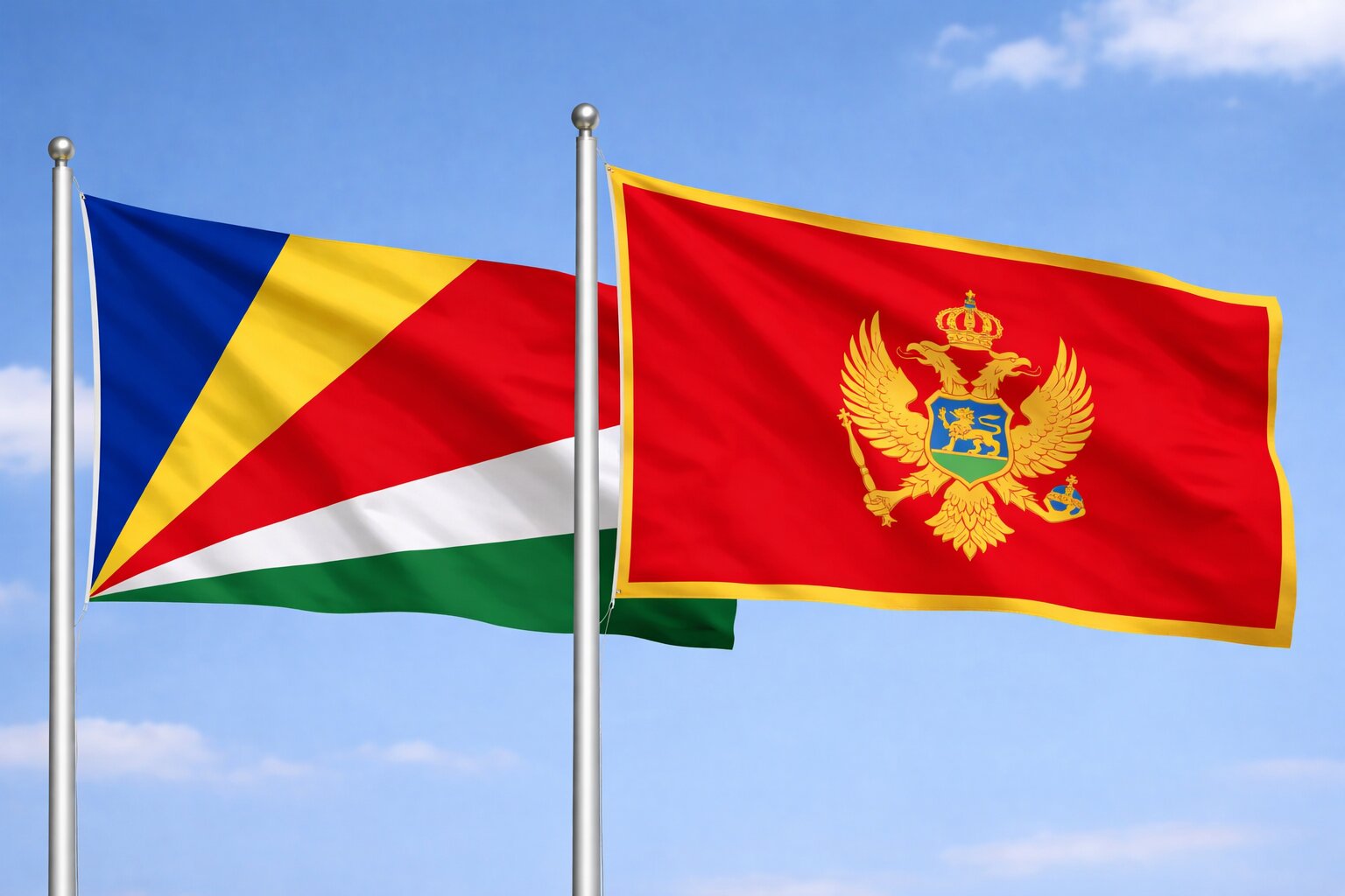 Montenegro And Seychelles Flags