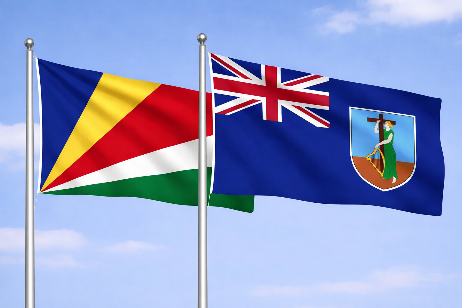Montserrat And Seychelles Flags