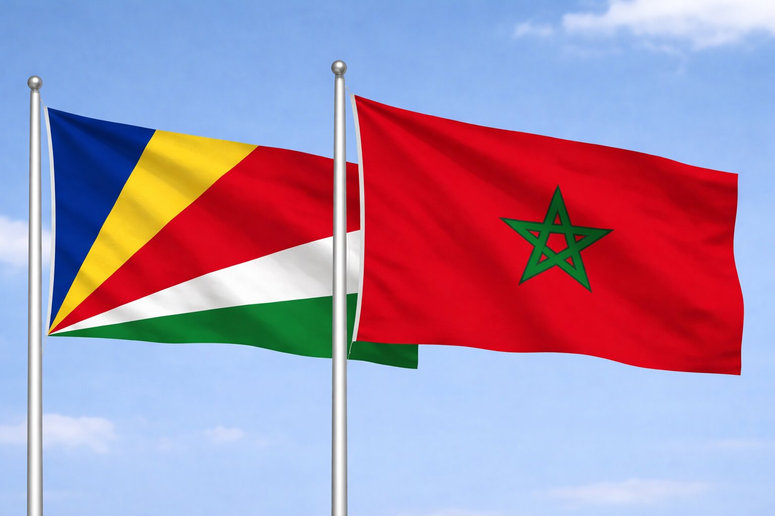 Morocco And Seychelles Flags