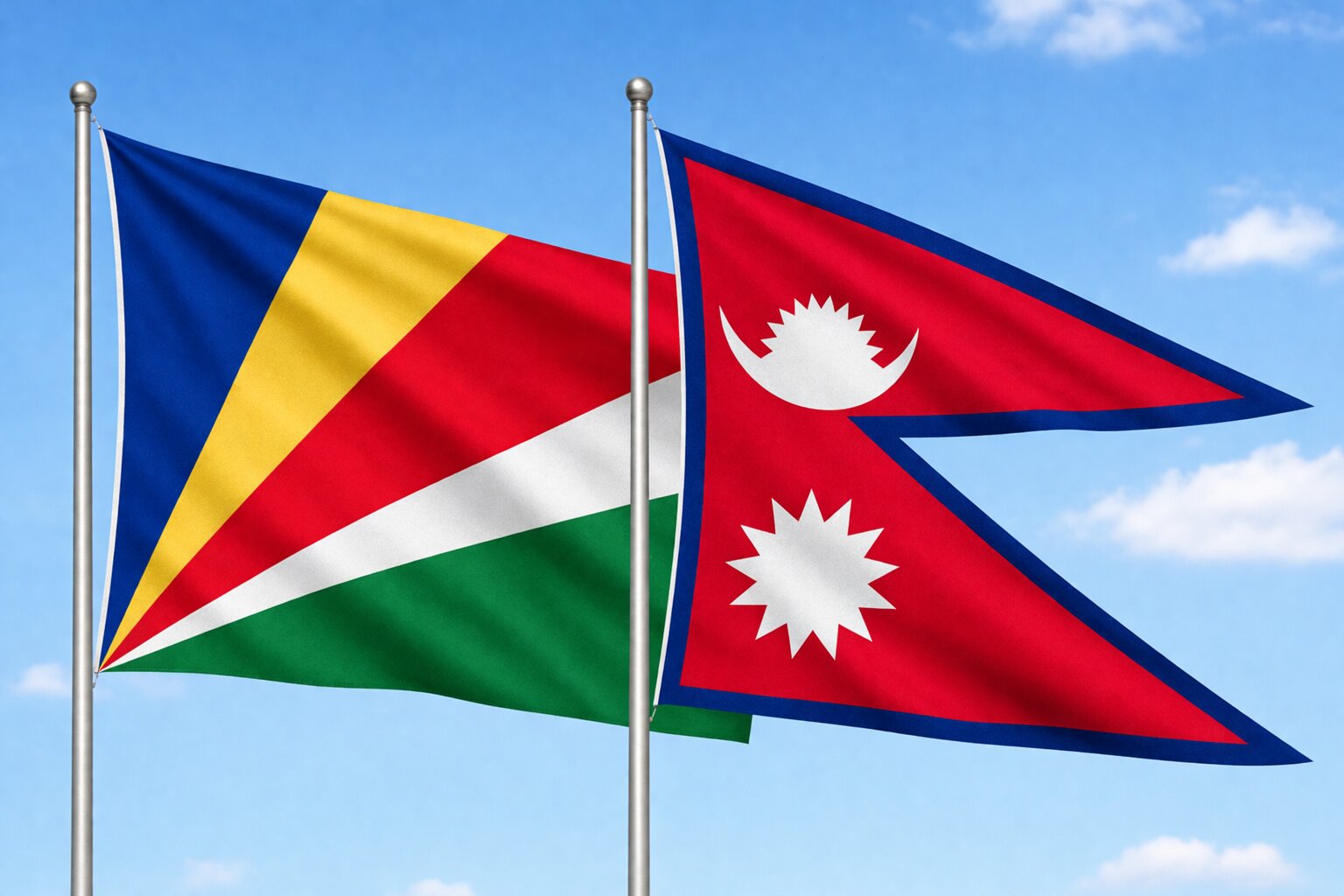 Nepal And Seychelles Flags