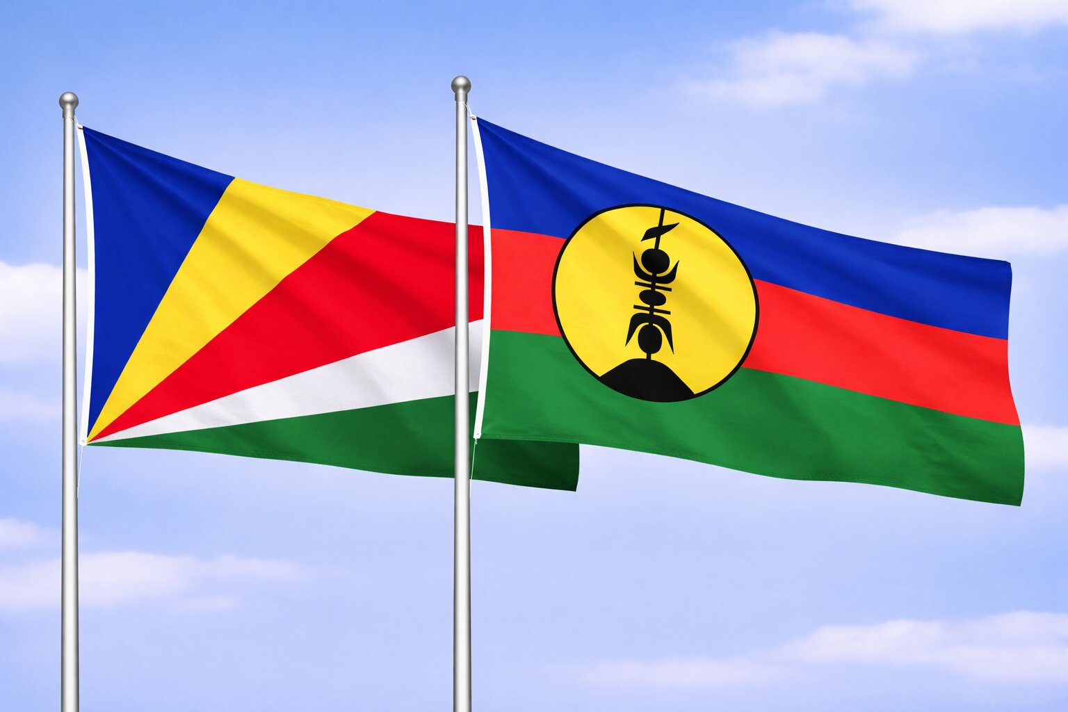New Caledonia And Seychelles Flags