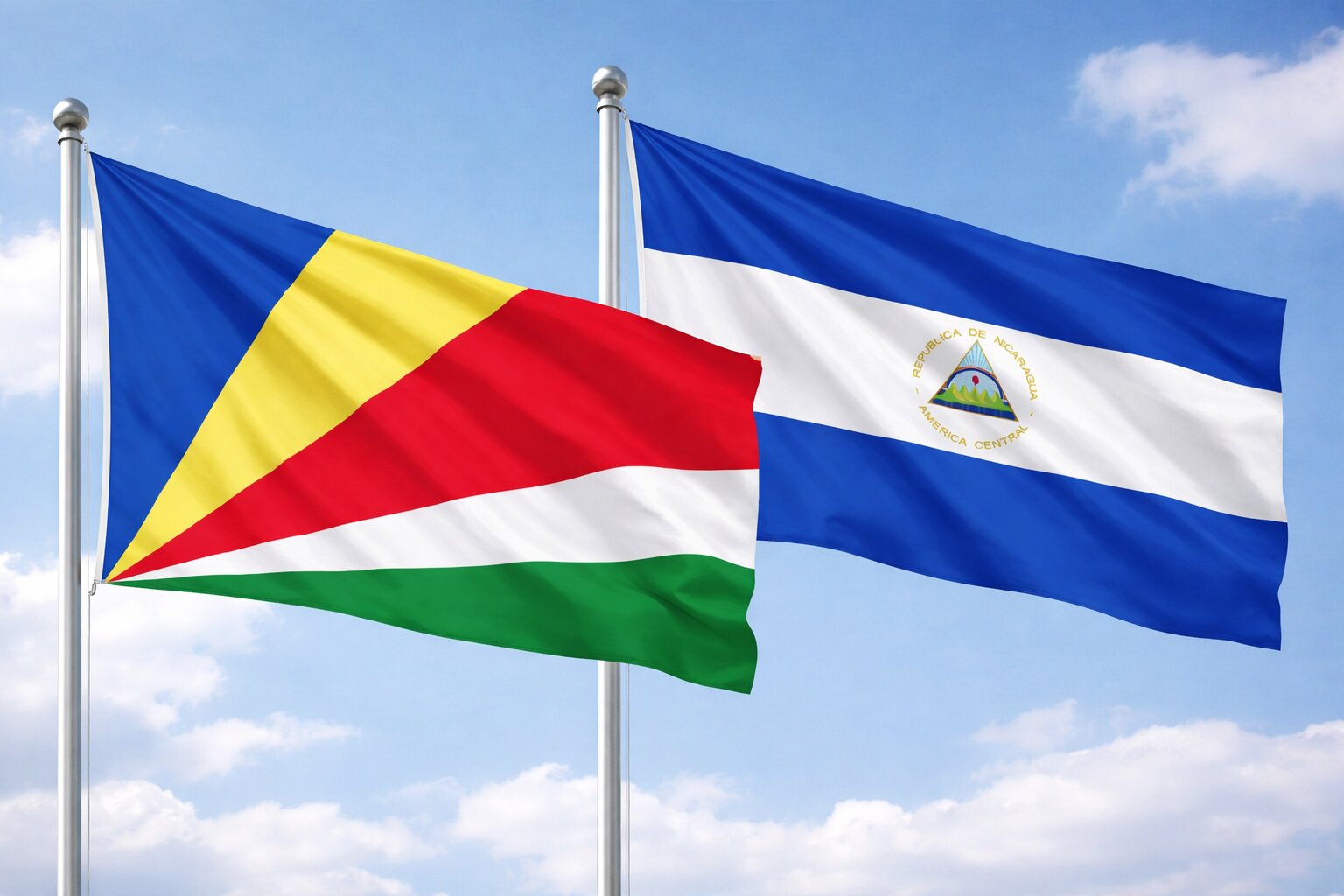 Nicaragua And Seychelles Flags