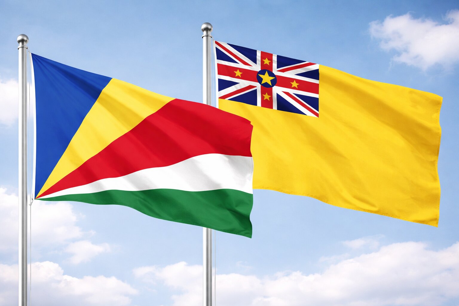 Niue And Seychelles Flags