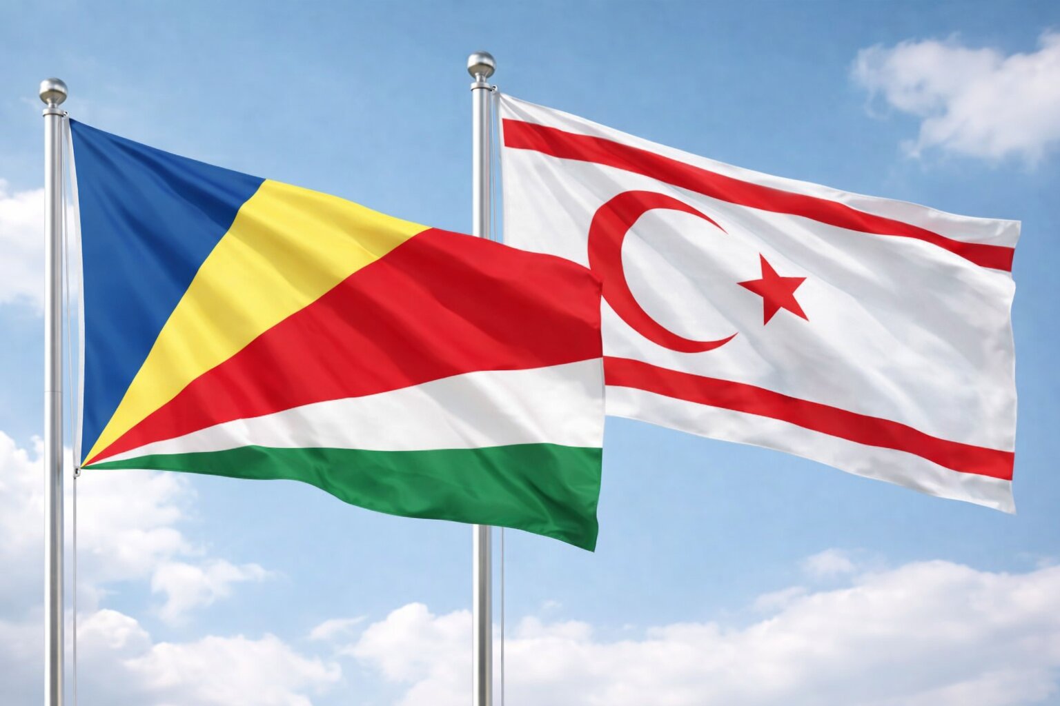 Northern Cyprus And Seychelles Flags