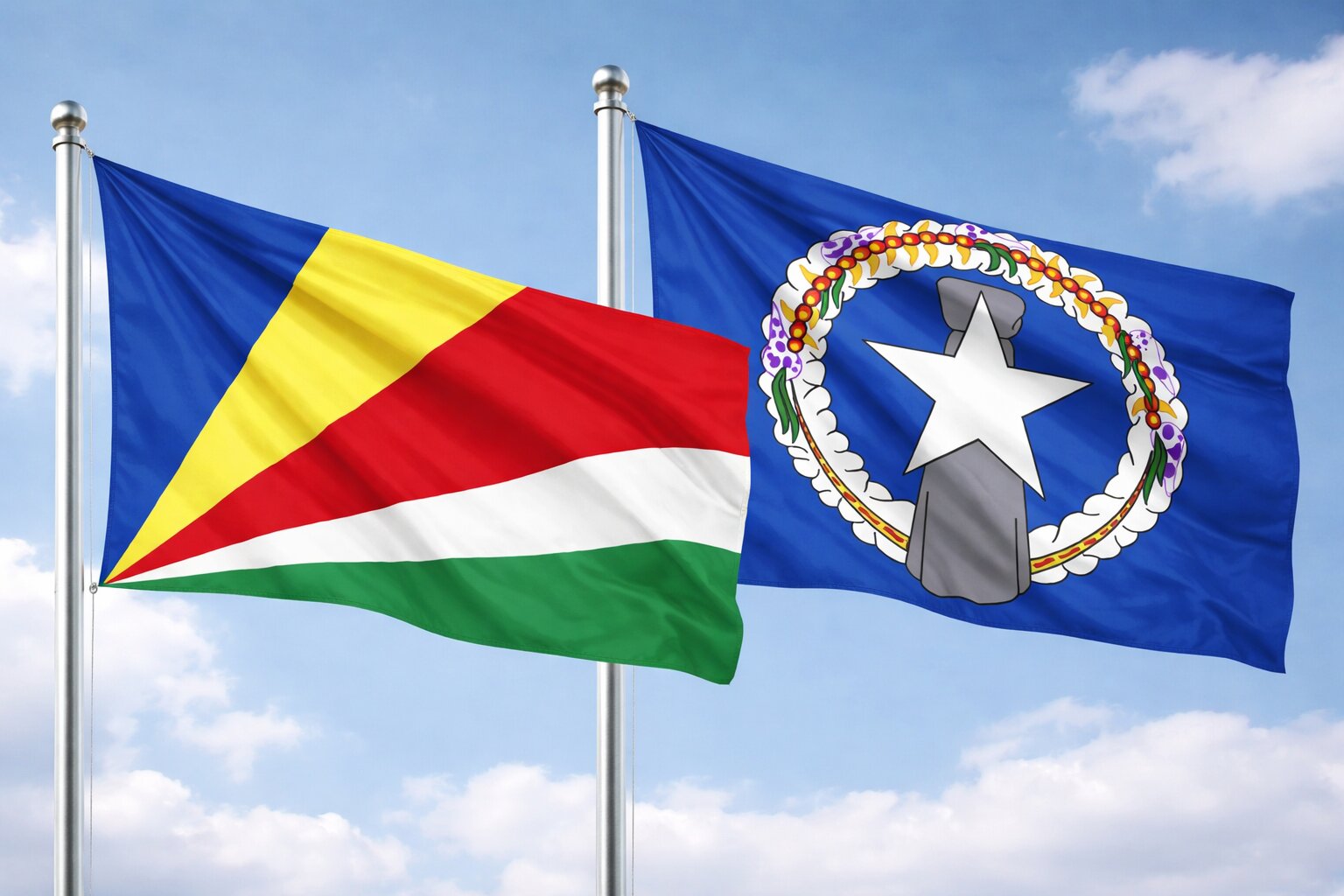 Northern Mariana Islands And Seychelles Flags