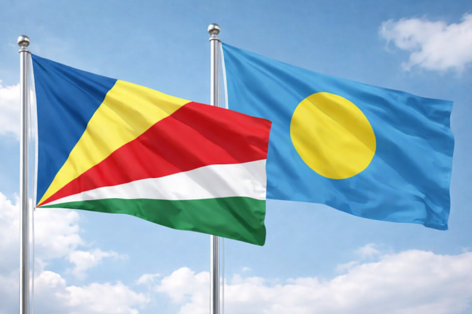 Palau And Seychelles Flags