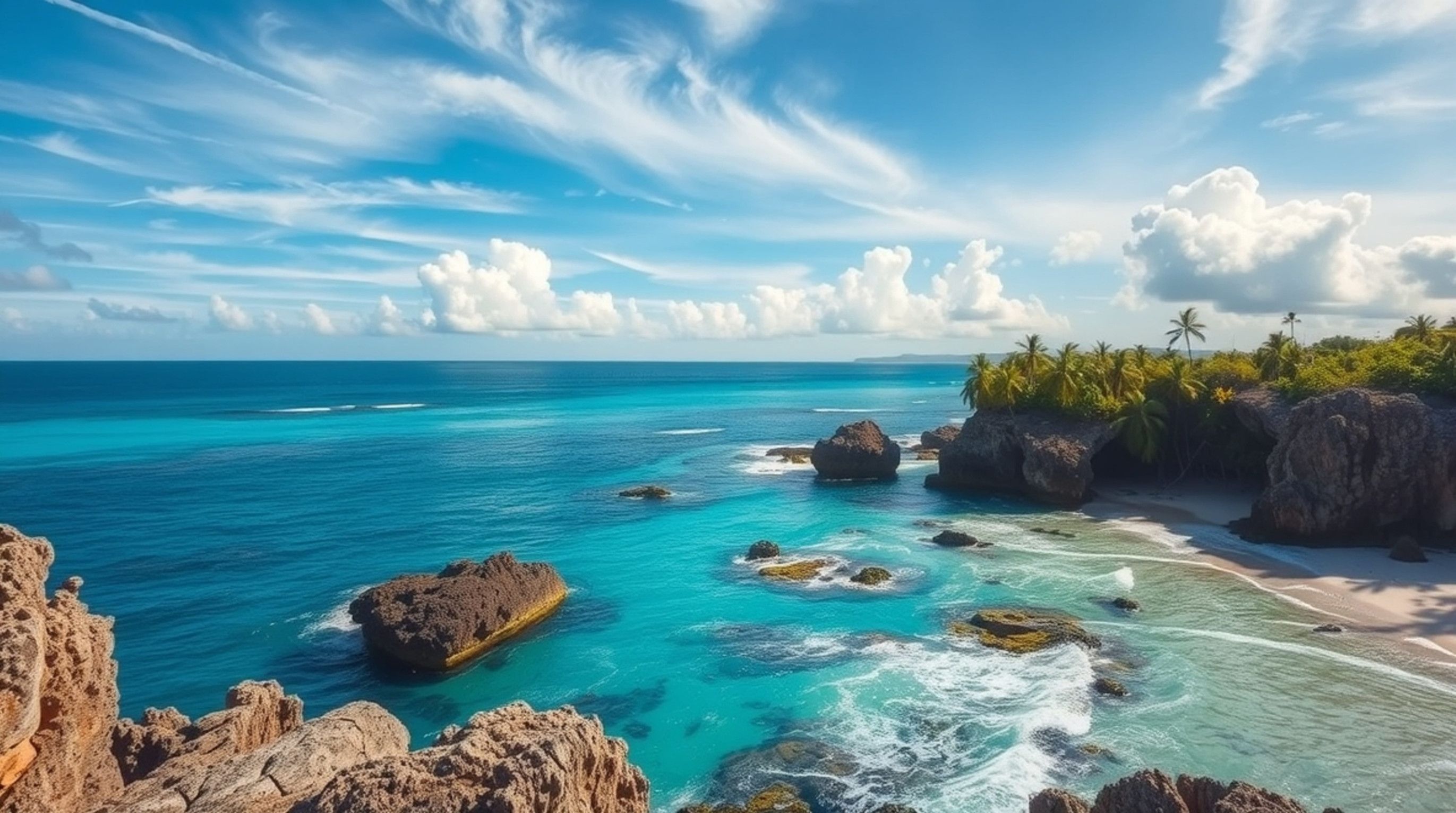 Panoramic View Of A Tropical Beach In Seychelles