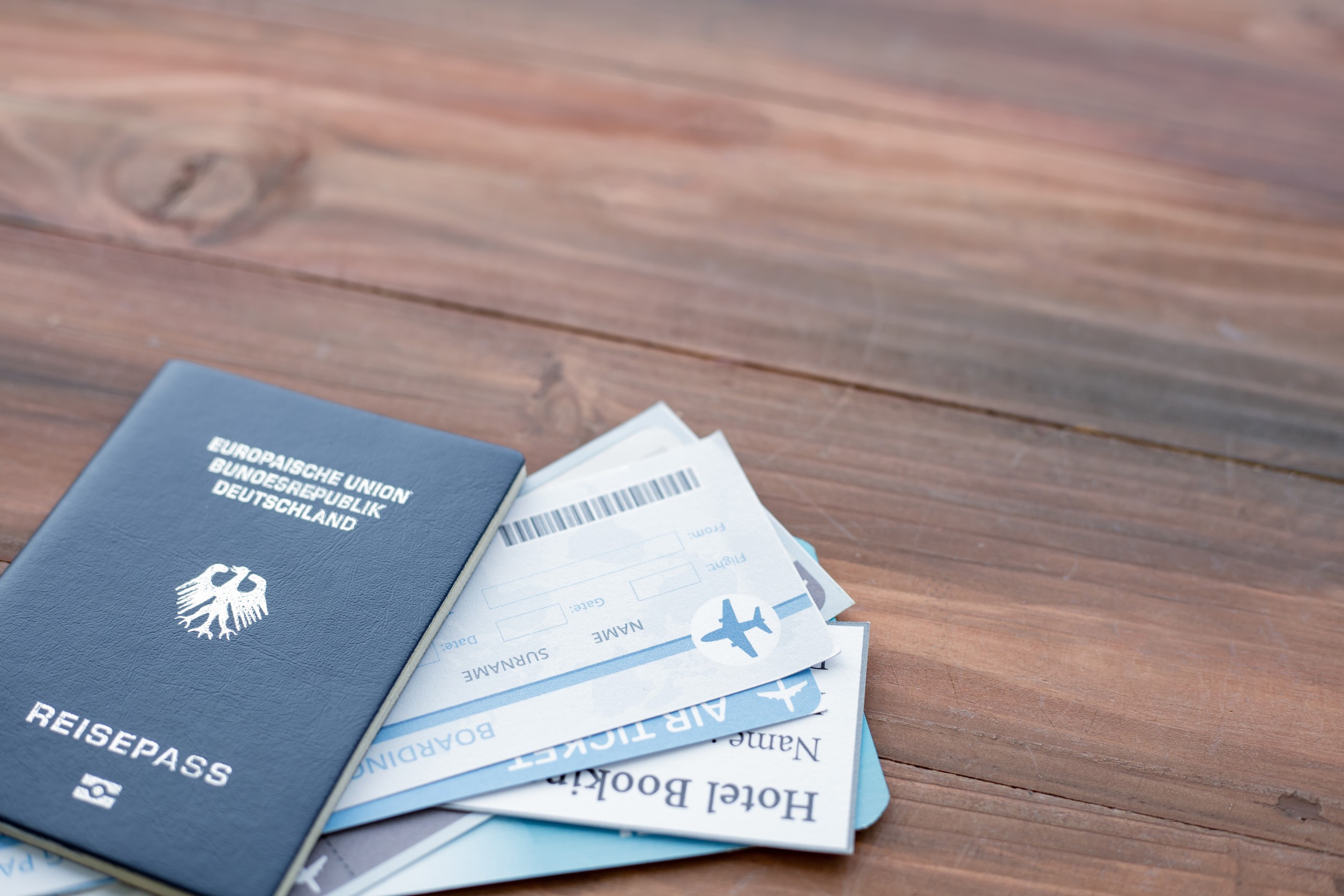 Passport on Wood Background