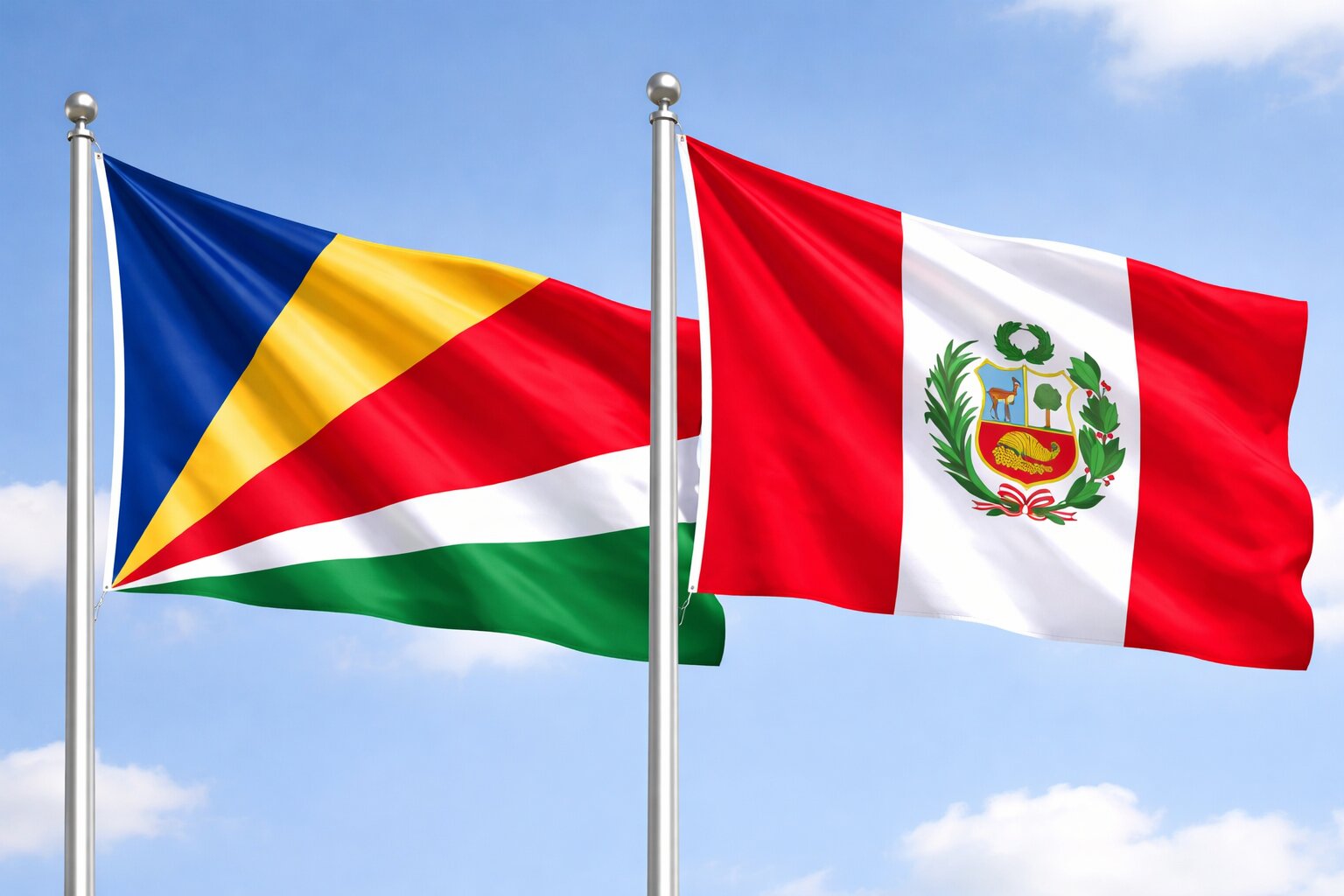 Peru And Seychelles Flags