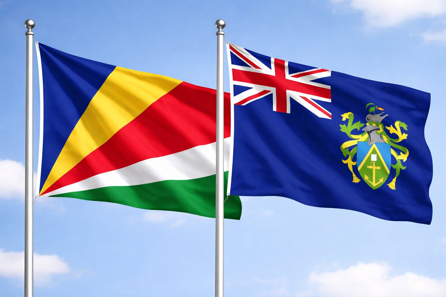 Pitcairn And Seychelles Flags