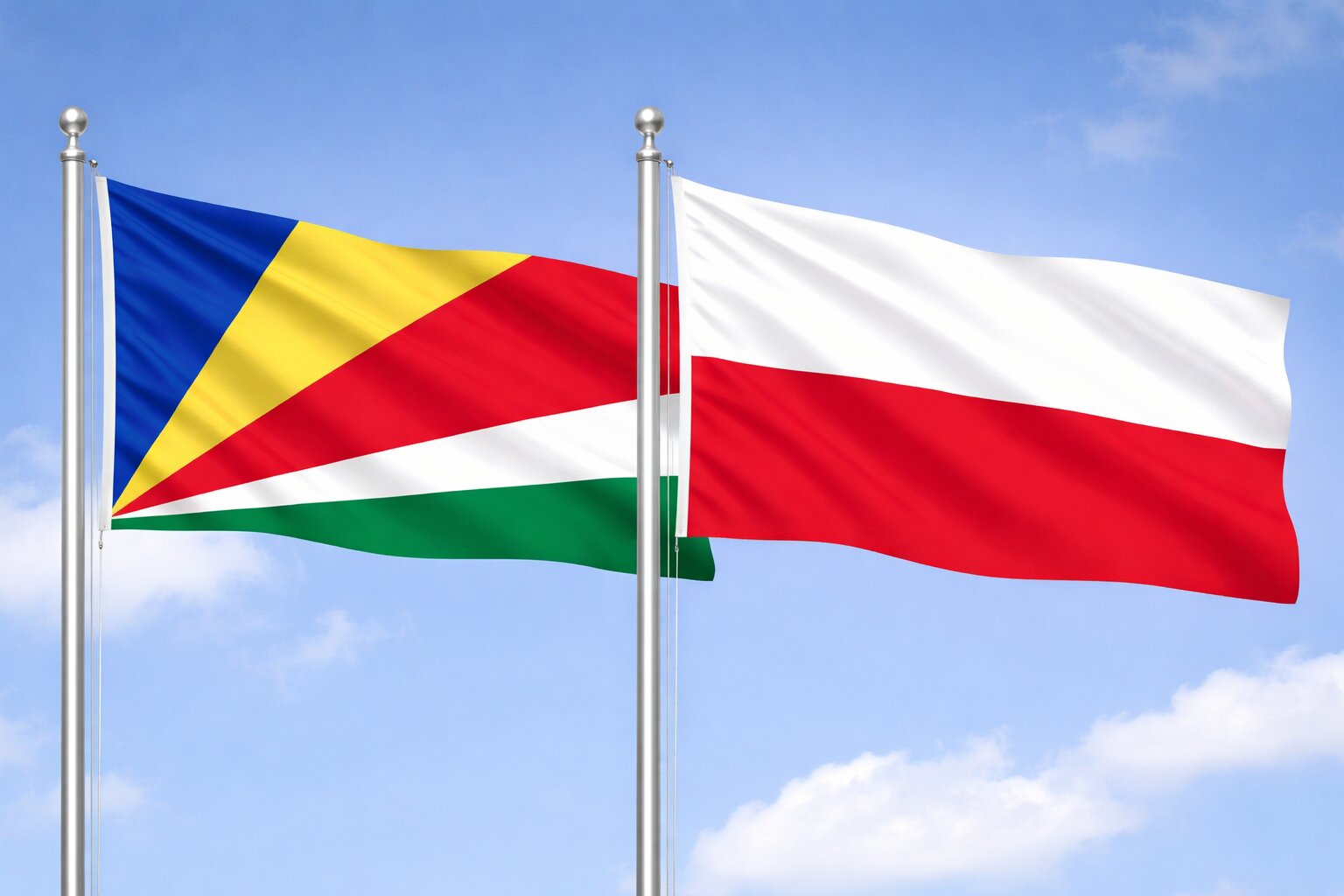 Poland And Seychelles Flags