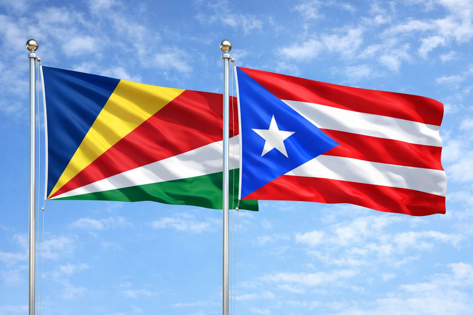 Puerto Rico And Seychelles Flags