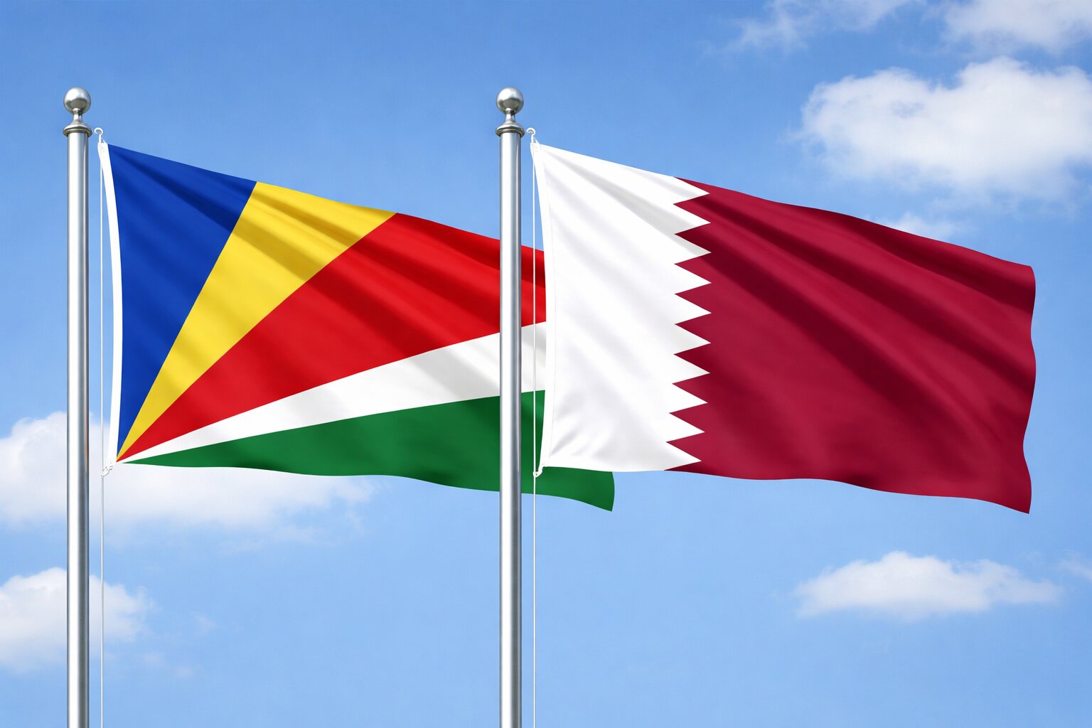 Qatar And Seychelles Flags