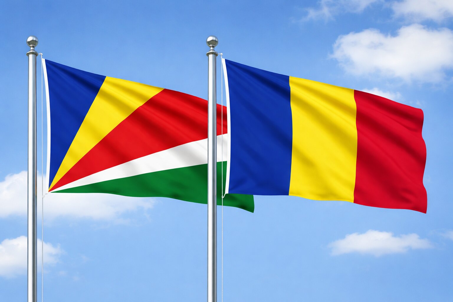Romania And Seychelles Flags