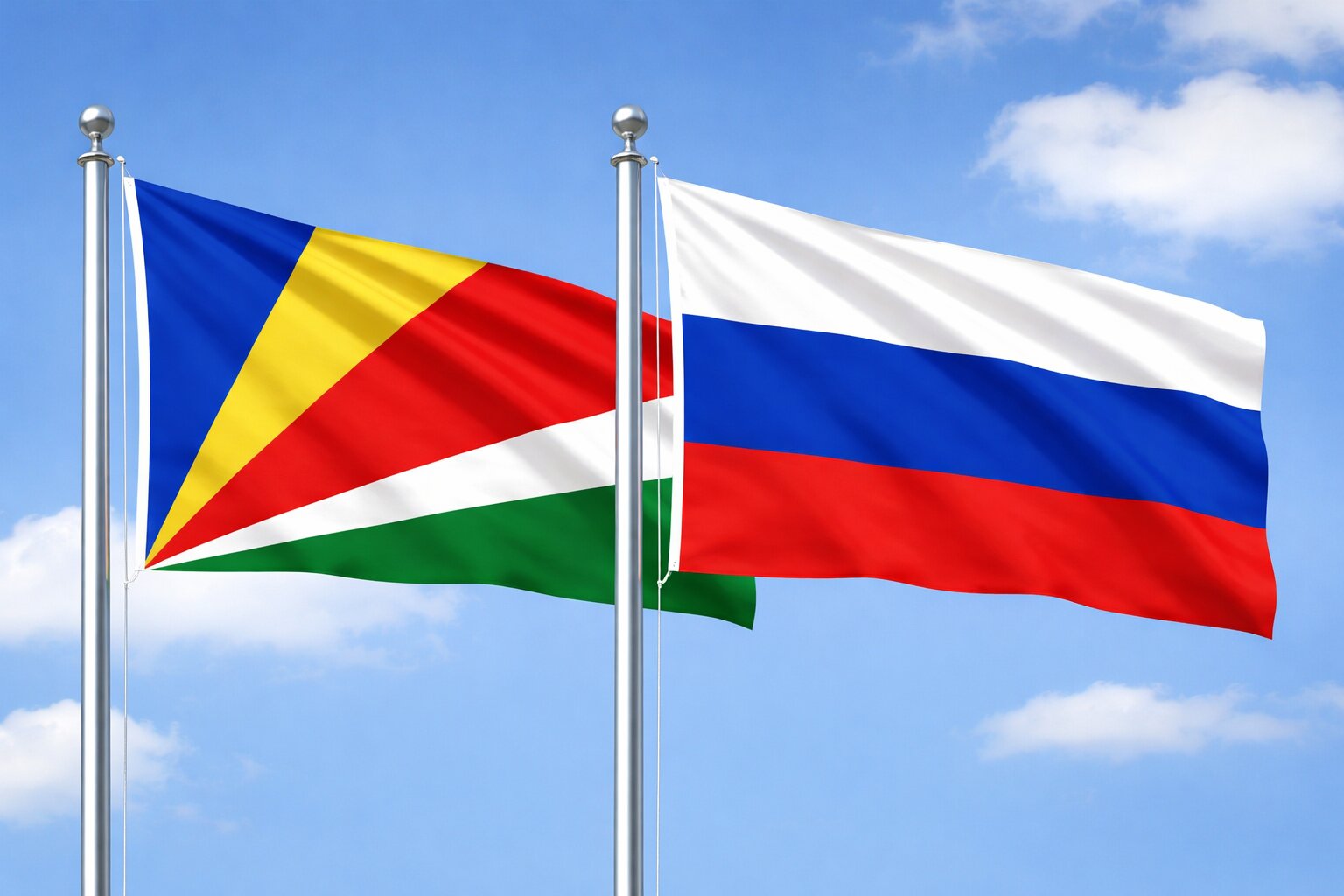 Russia And Seychelles Flags