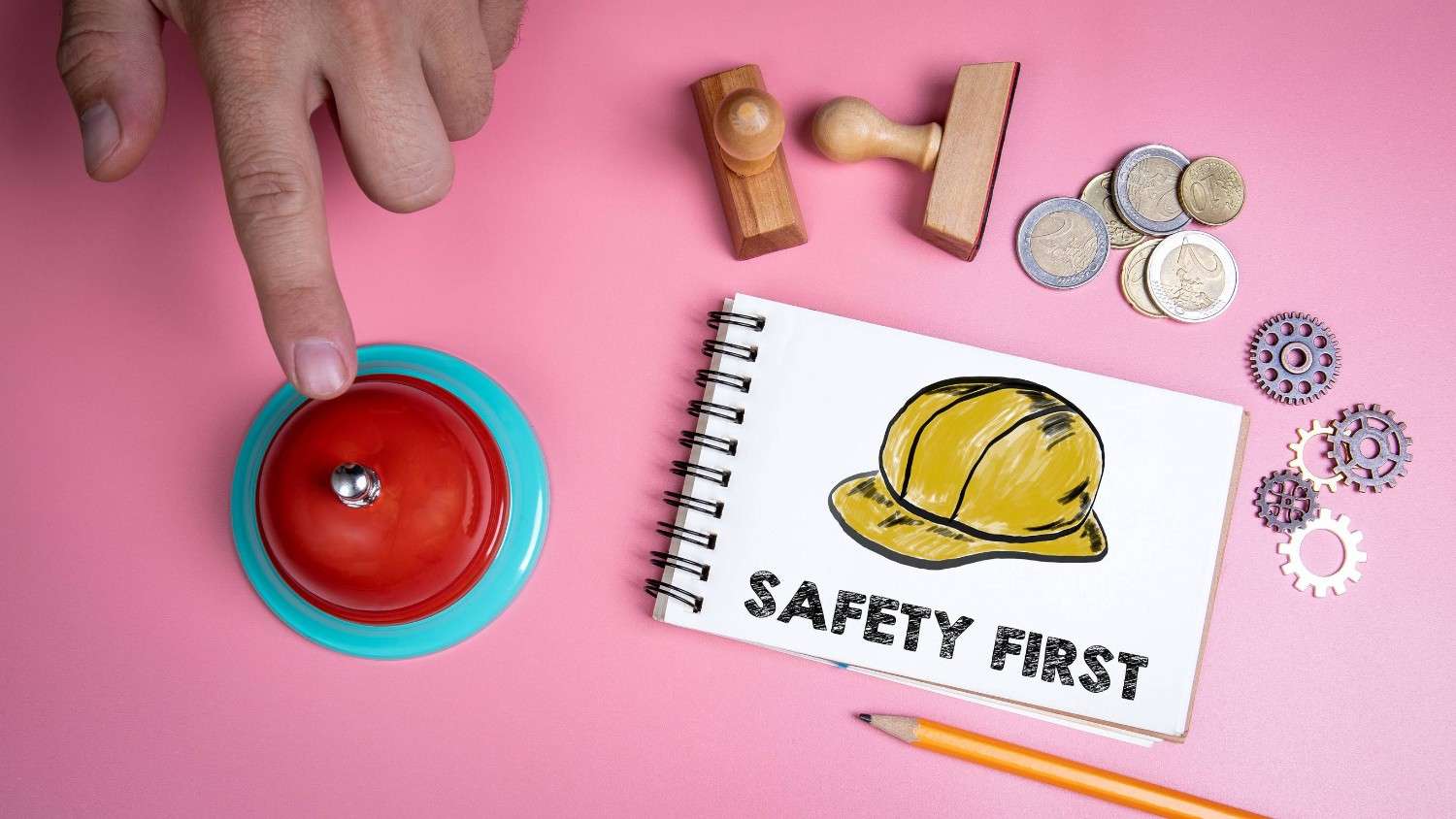 Safety First Text Illustrated On A Notebook