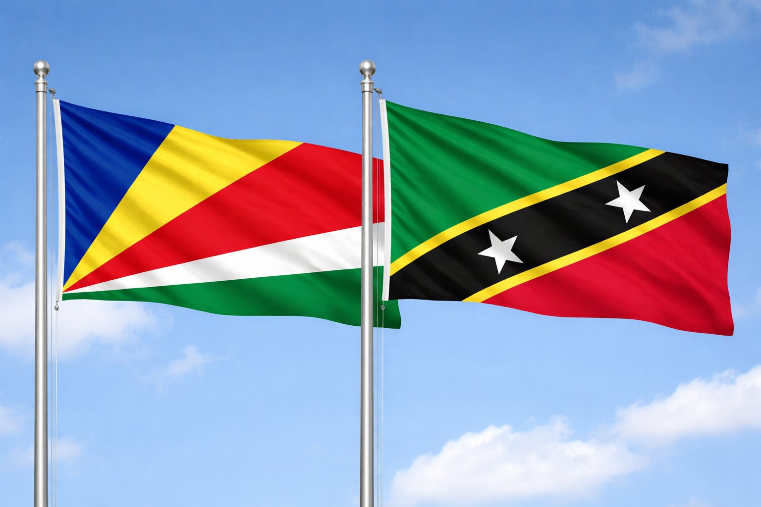 Saint Kitts And Nevis And Seychelles Flags