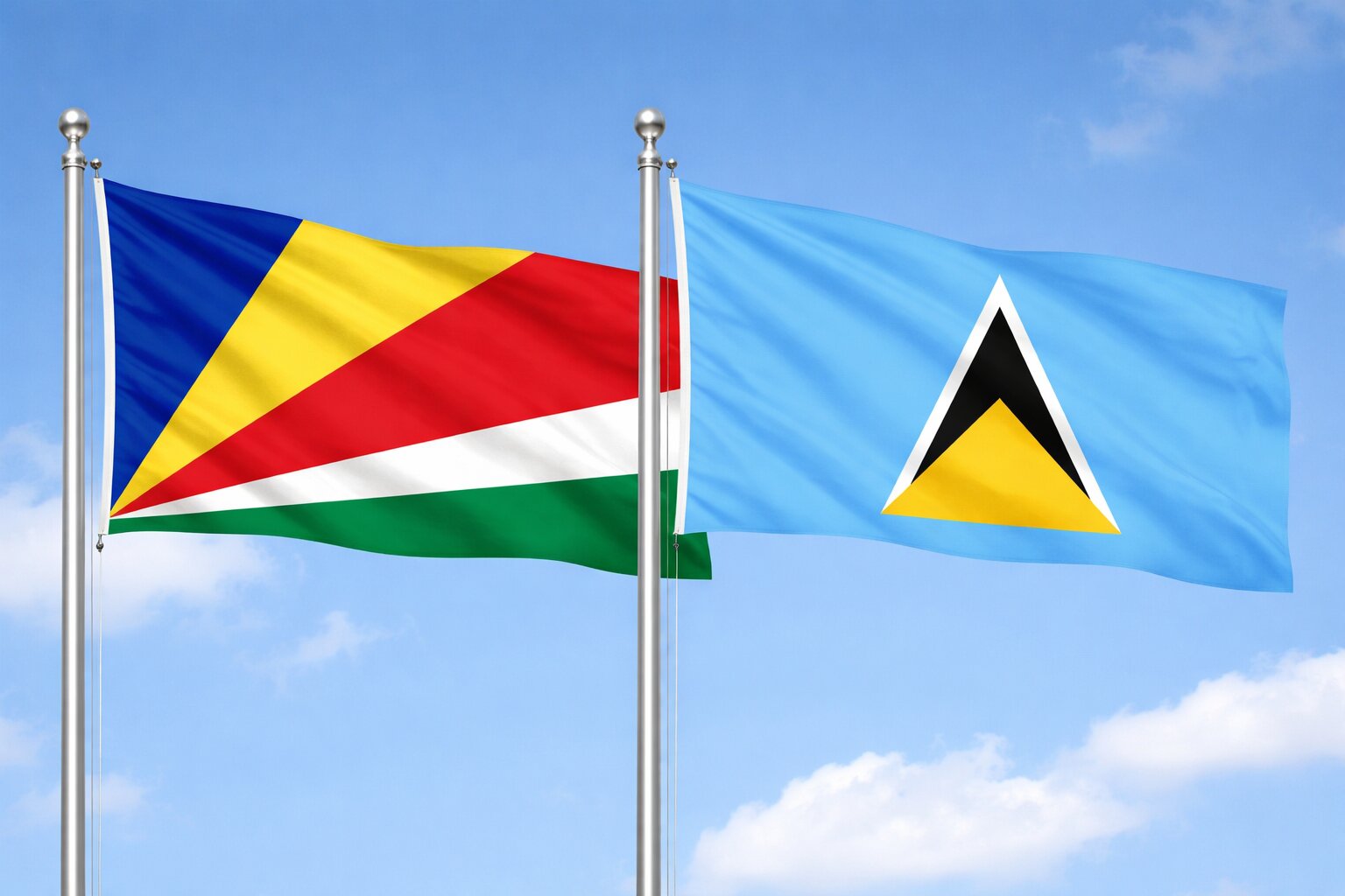 Saint Lucia And Seychelles Flags