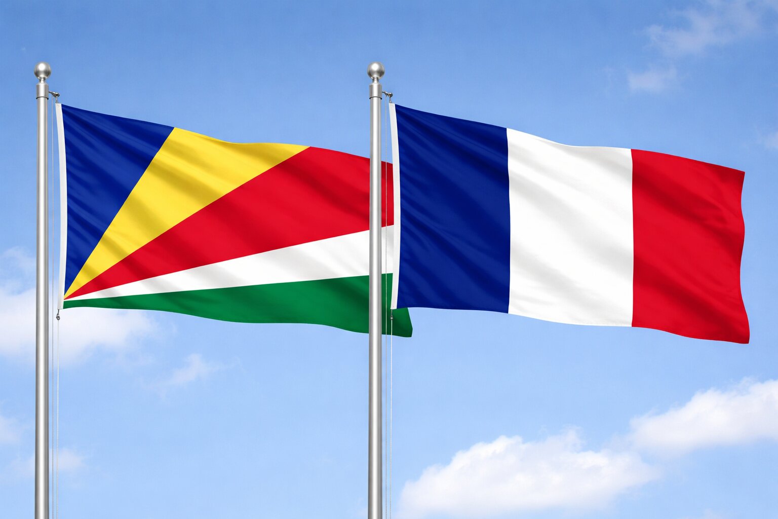 Saint Martin And Seychelles Flags