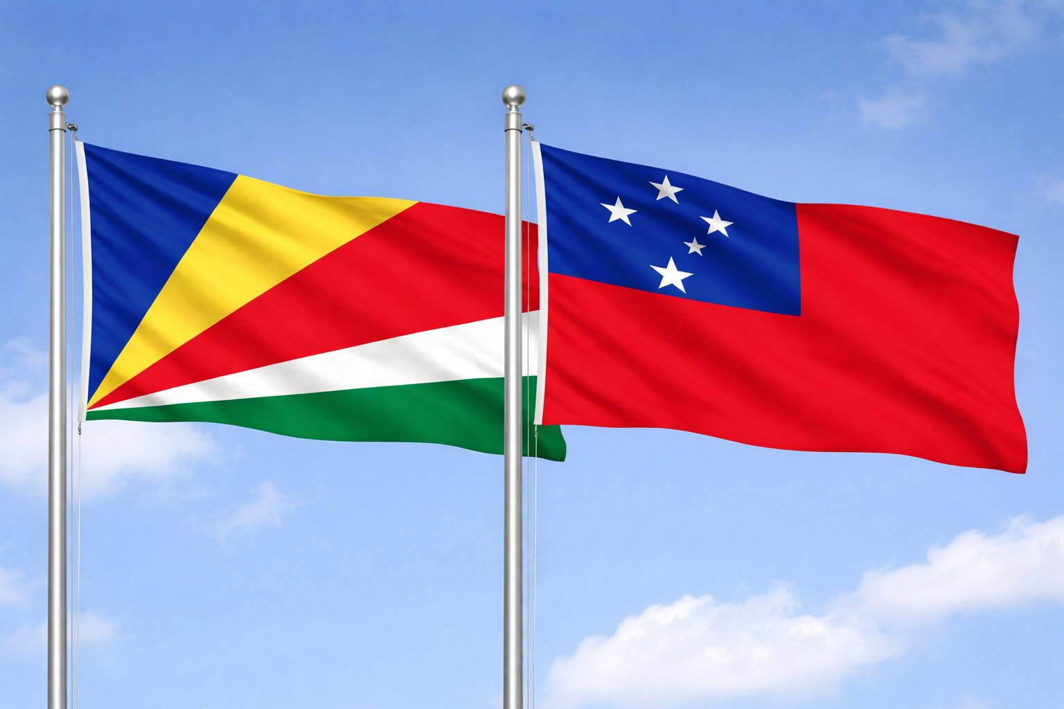 Samoa And Seychelles Flags