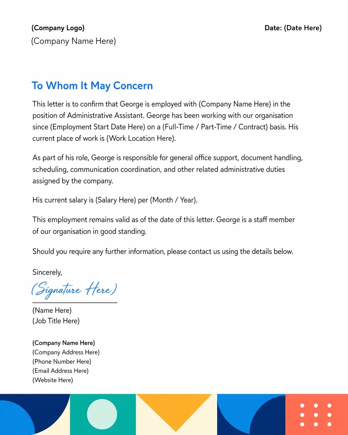 Sample Of An Employer Letter