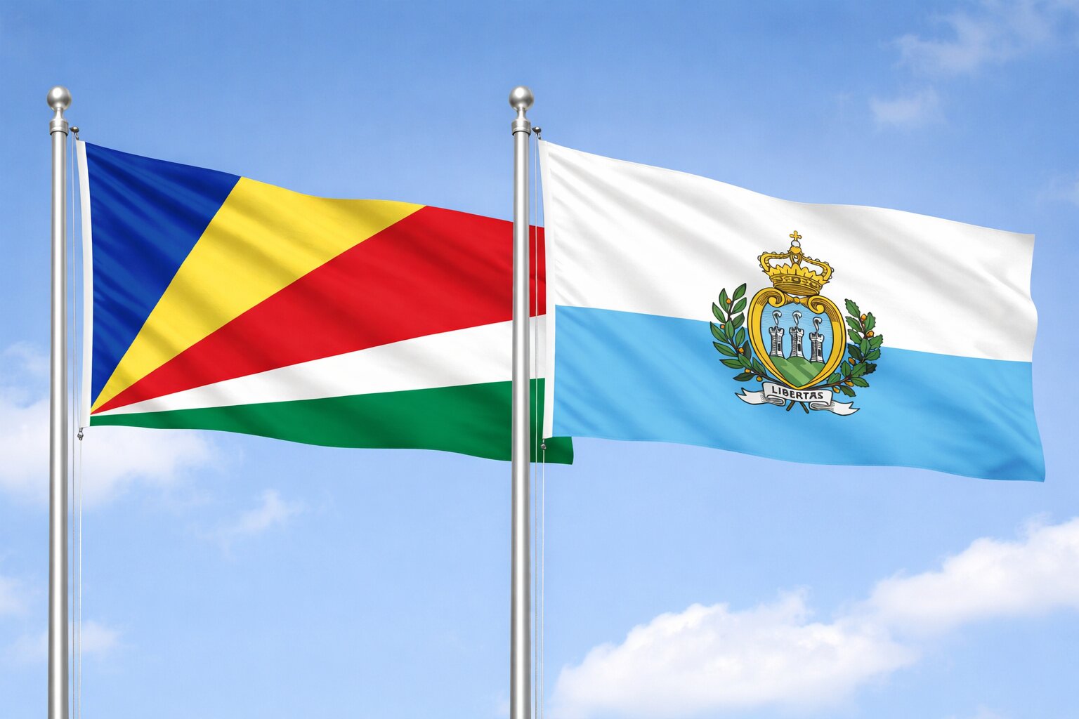 San Marino And Seychelles Flags