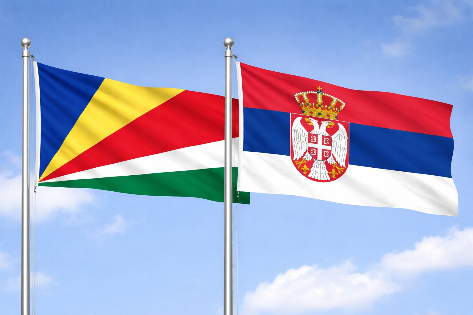 Serbia And Seychelles Flags