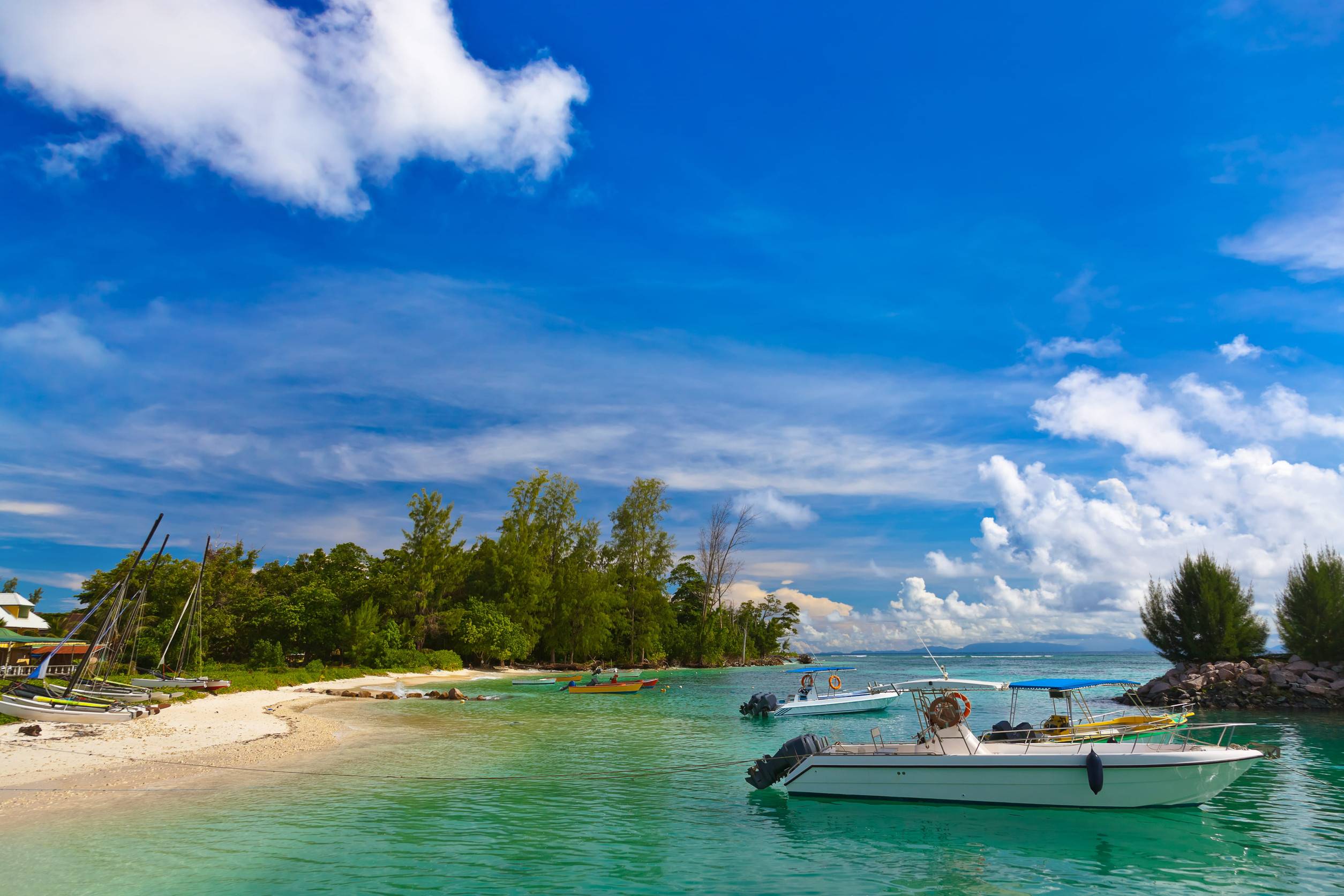 Seychelles Tropical Island And Boat