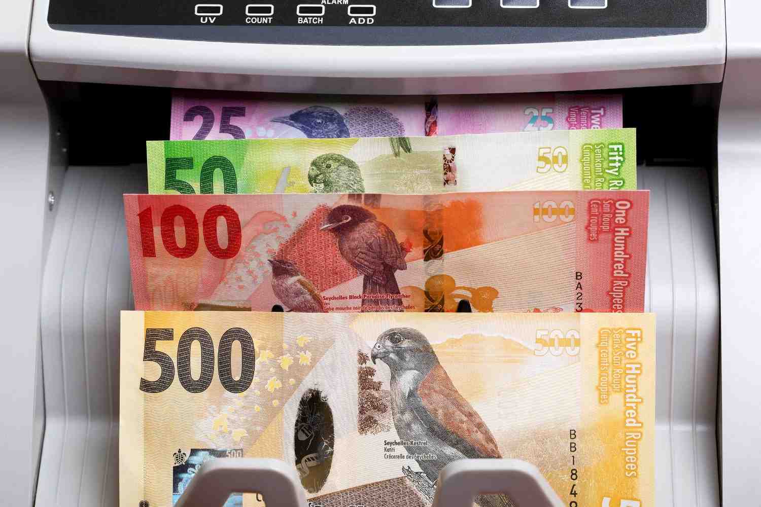 Seychellois Money In A Counting Machine