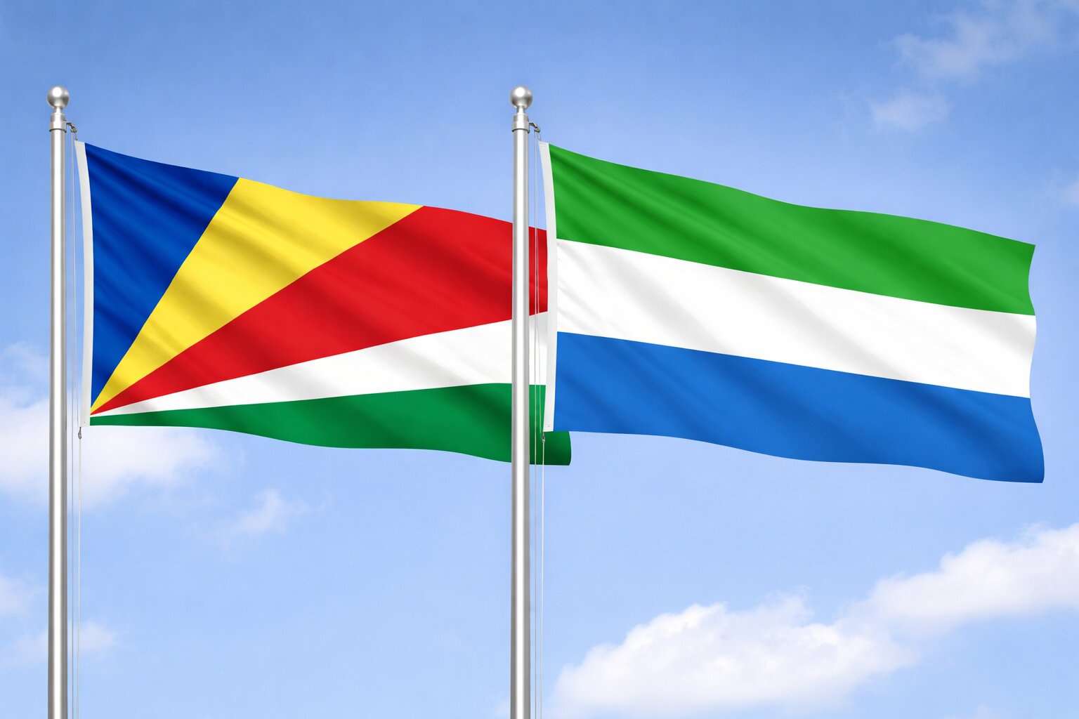Sierra Leone And Seychelles Flags