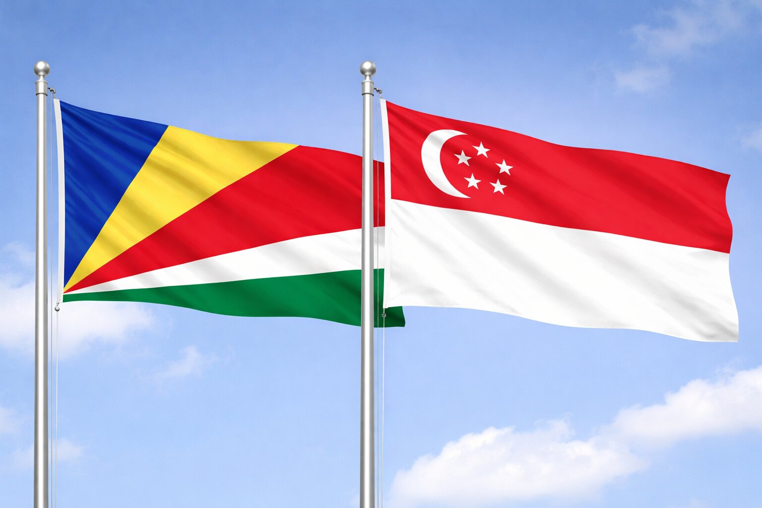 Singapore And Seychelles Flags