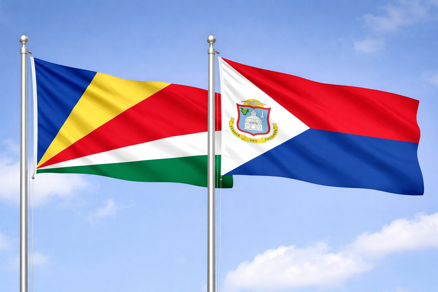 Sint Maarten And Seychelles Flags