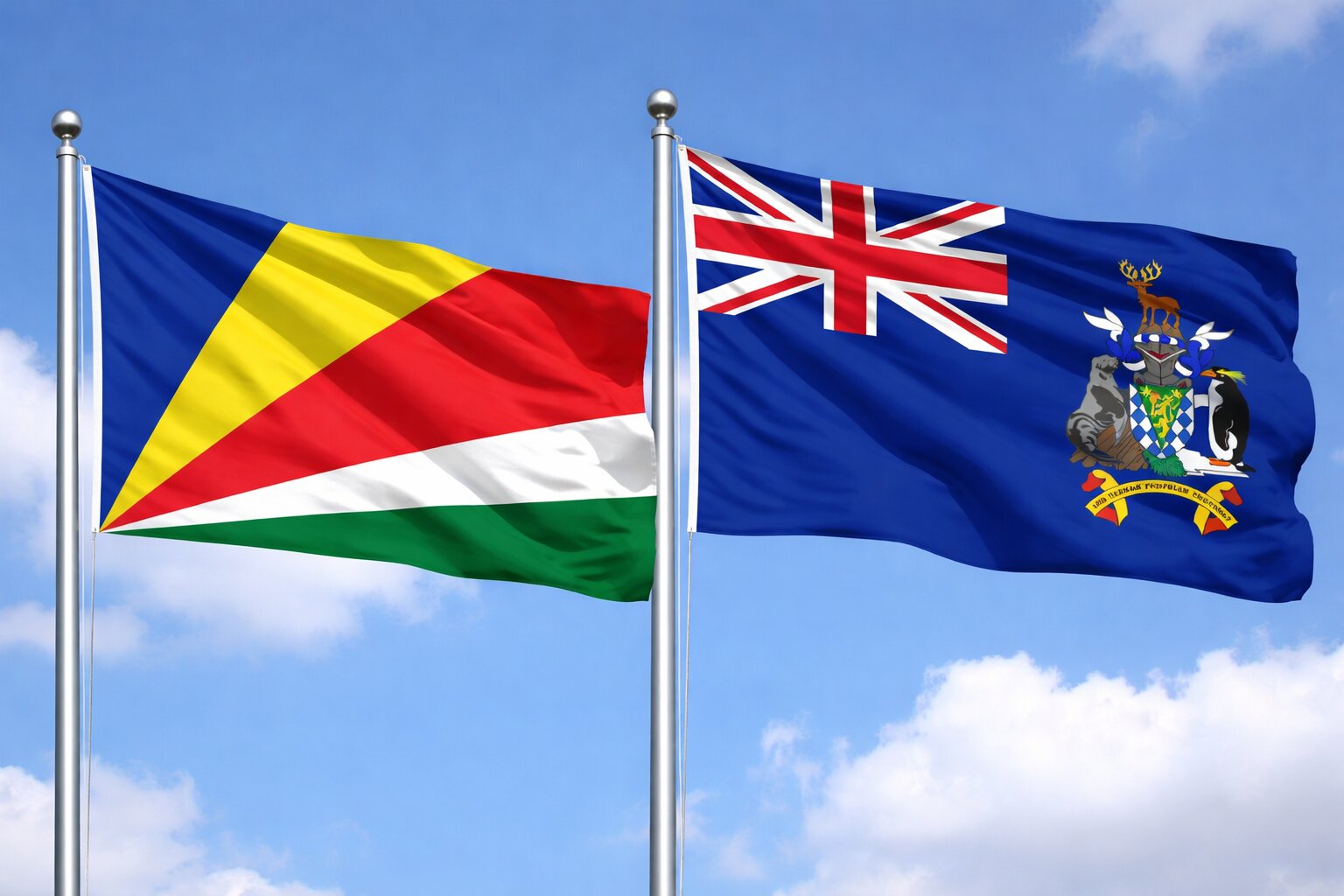 South Georgia And The South Sandwich Islands And Seychelles Flags