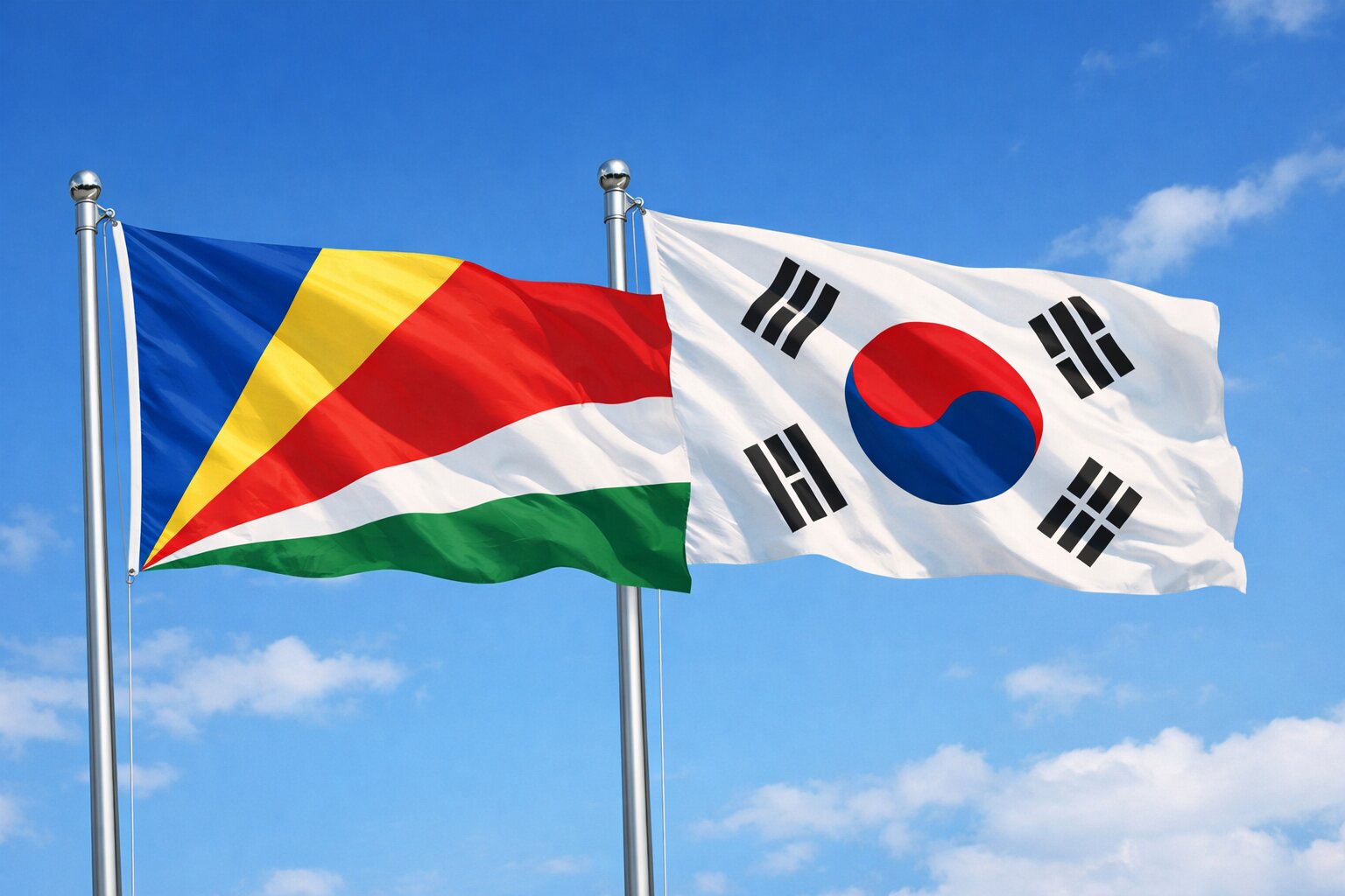 South Korea And Seychelles Flags