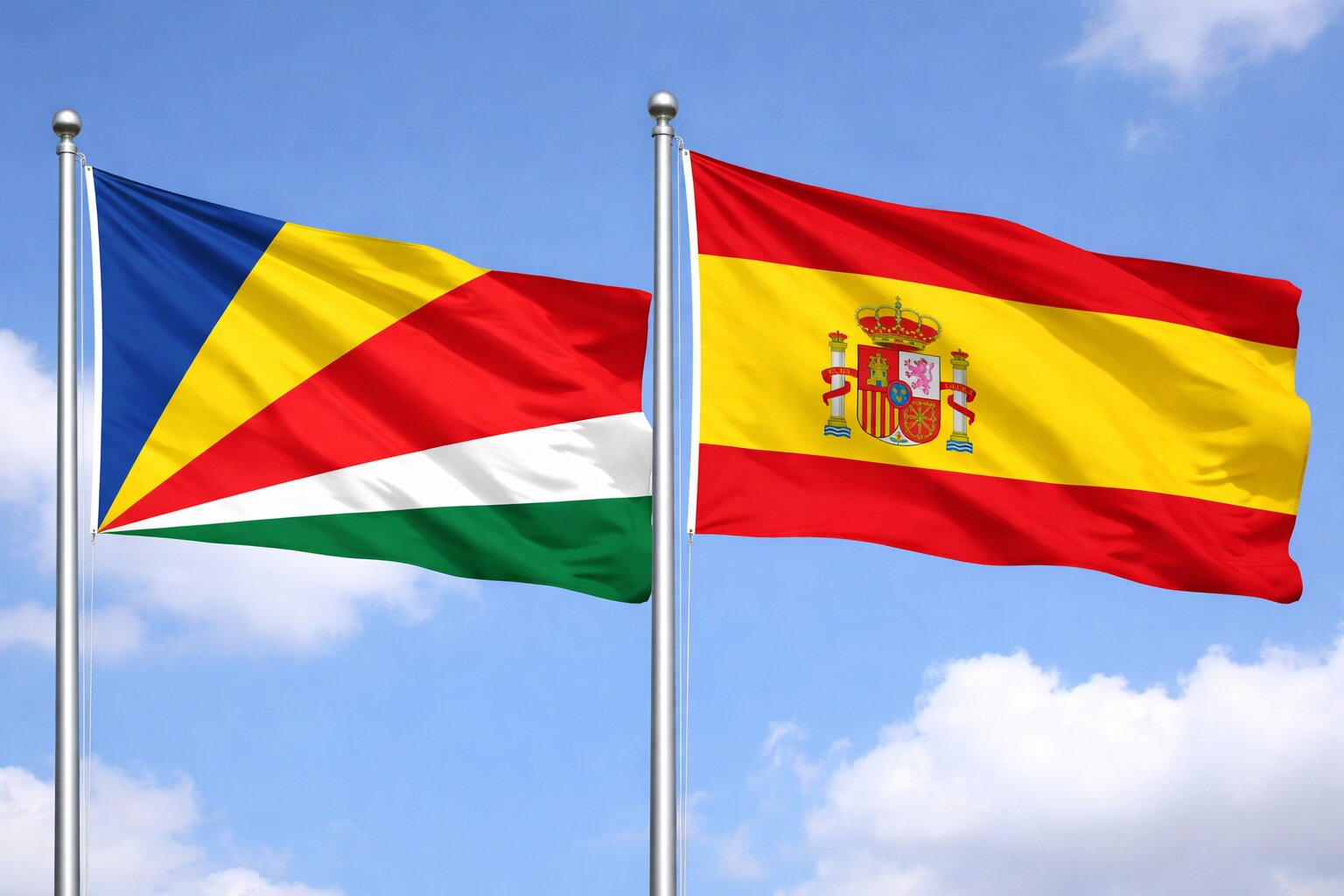 Spain And Seychelles Flags