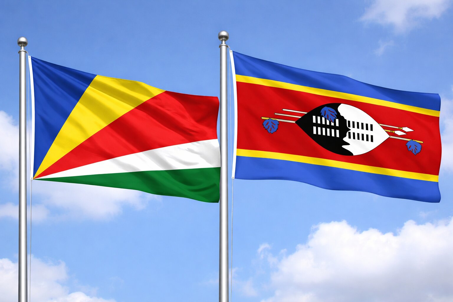 Swaziland And Seychelles Flags