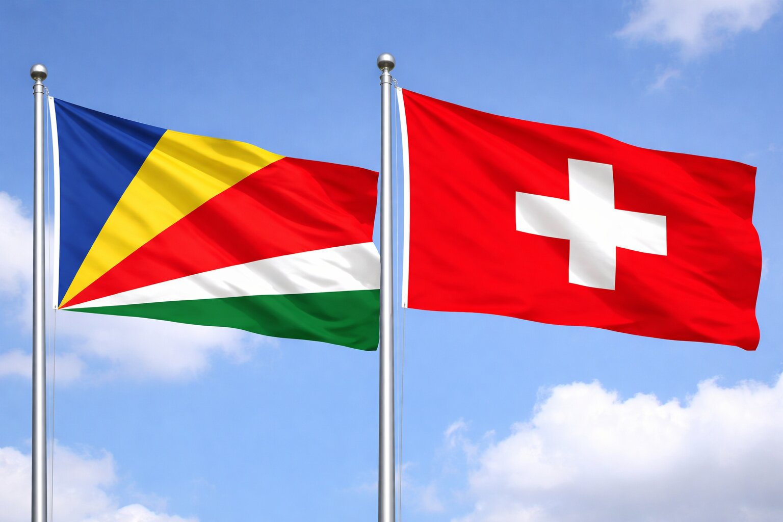 Switzerland And Seychelles Flags