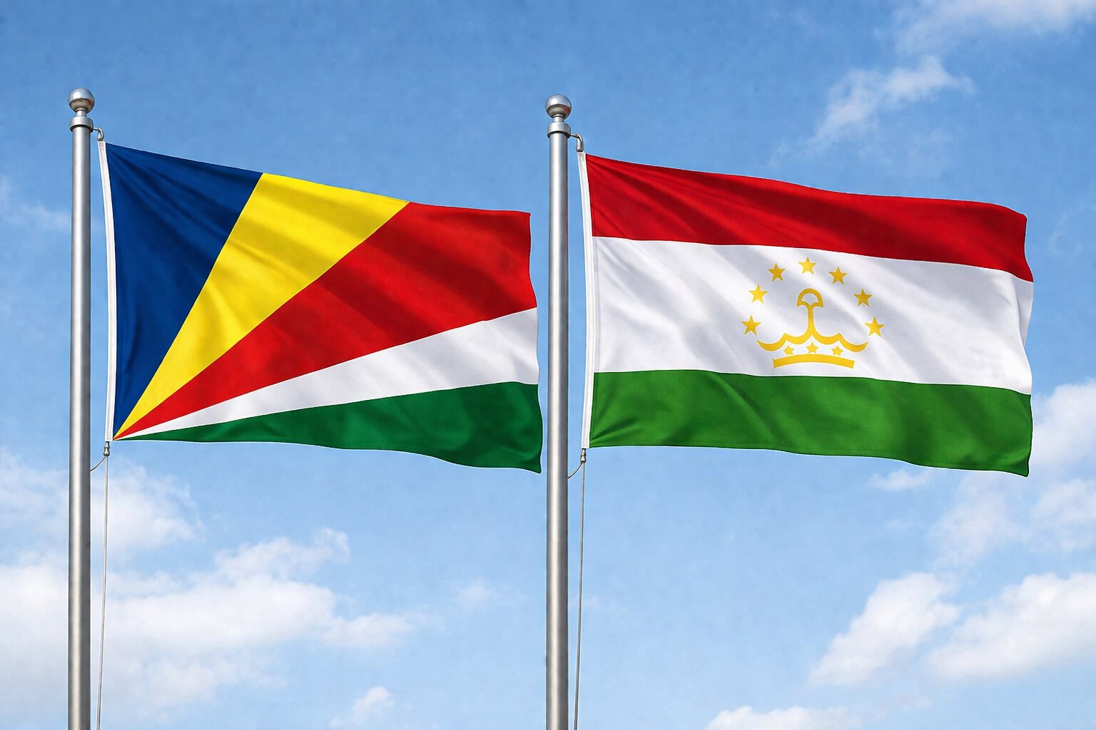 Tajikistan And Seychelles Flags