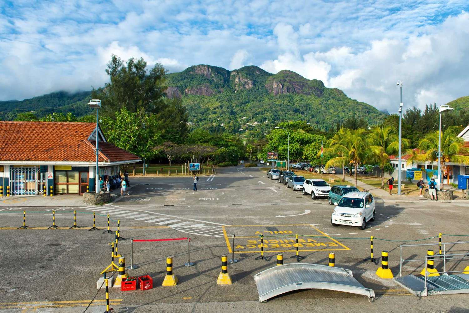 Taxis Waiting At Victoria Harbour Mahe