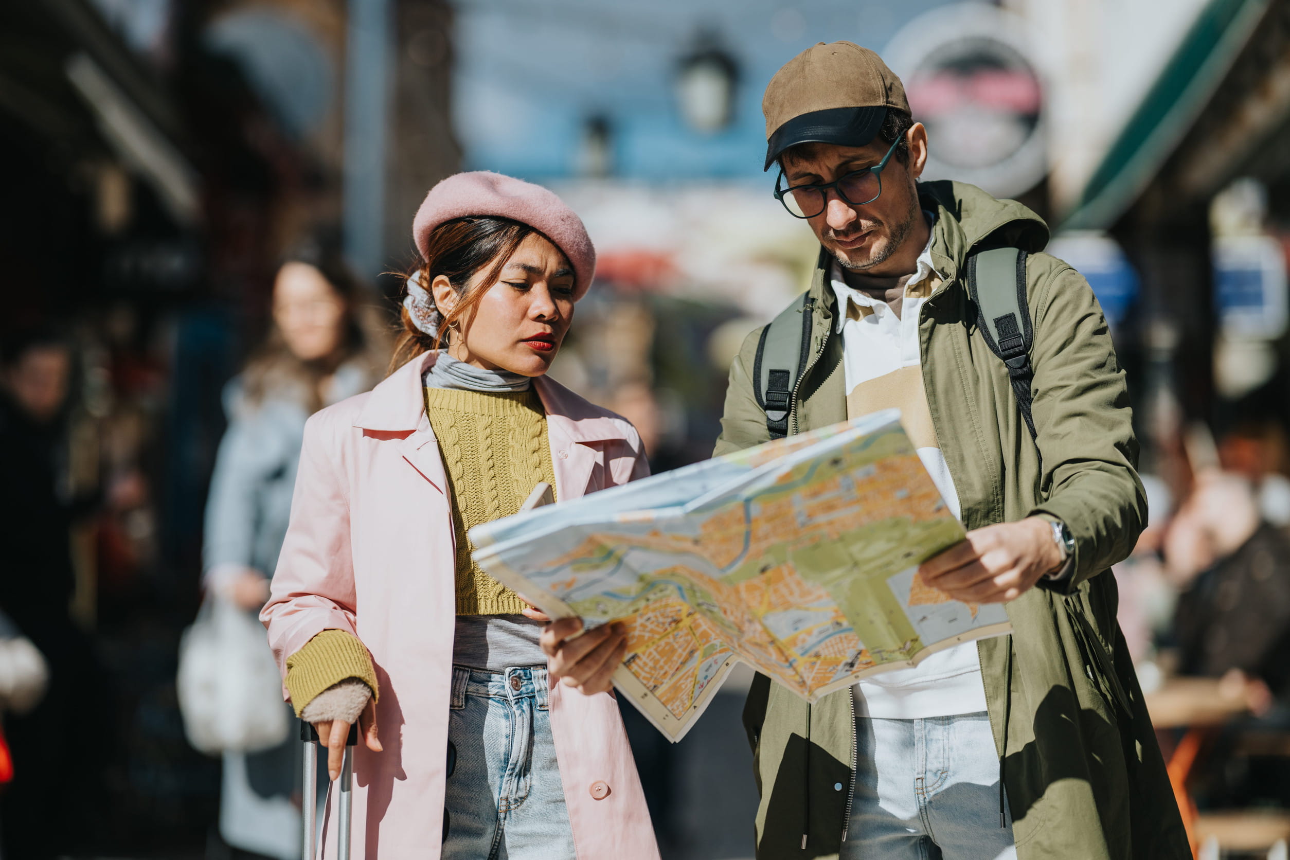 Tourists using a map